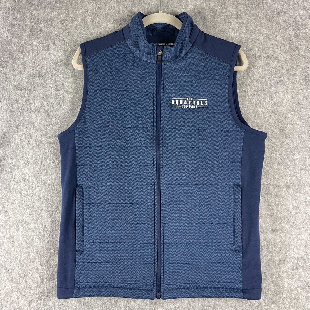 Holderness & Bourne Perry‎ Vest Mens Medium Blue Herringbone Insulated Logo Golf